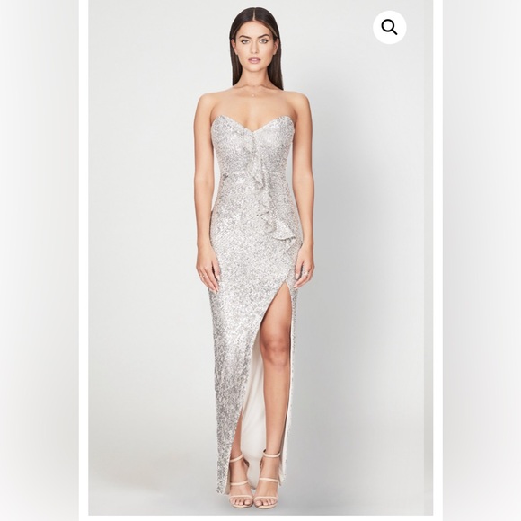 448. NWT Nookie silver sequined gown S